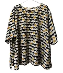Maggie‎ Barnes Size 34W Short Sleeve Blouse Polyester Lightweight Career Artsy