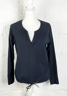 Athleta Women’s Sentry Tie Split Neck Long Sleeve Sweatshirt Black Size Small