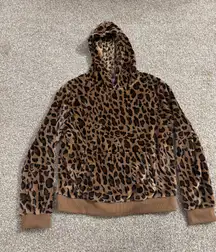 Leopard Fleece Hoodie American Eagle Outfitters Animal Print Sherpa Sweatshirt