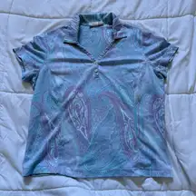 Vintage 90s Y2K Tail Golf Polo Short Sleeve Lilac Paisley Womens Size Small Blue