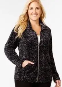 Black & Gray Animal Print Velour Jacket