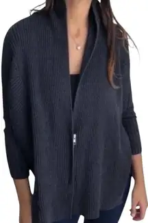 CAbi Cosmic Oversized Rib Knit Cardigan Sweater Sz S Gray Full Zip Casual Cozy
