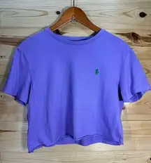 Polo Ralph Lauren Women's Size Small Purple Cropped T-Shirt Short Sleeve Crew Ne