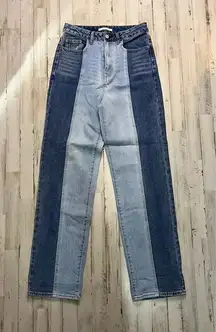 PacSun Women's High Rise Two-Tone Straight Leg‎ Jeans Size 26