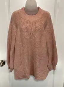 Lauren Conrad Pink Marled Knit Sweater Pullover Long Sleeve Mock Neck XXL 2Xl