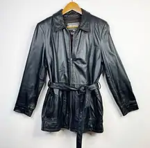 wilson's leather  2000s Black Belted Thinsulate Short Trench Coat Jacket womens L