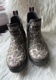 Joules Women's Leopard Print Ankle Rain Boots