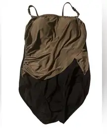 Two-Tone Ruched Swimsuit