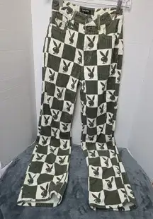 PlayBoy Game Of Bunnies Corduroy Green Checkered 90’s Boyfriend Jeans 24x30