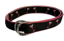 Eliza B Cocktail Martini Print Belt Black Pink D-Ring Webbing Small Preppy Y2K