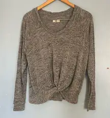 Ugg Twist Knotted Front Long Sleeve Comfy Cozy Merle Heathered Shirt