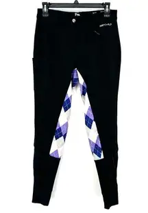 Buckwild Sz S-L Equestrian Full Seat Breeches Black with Geometric Print Seat