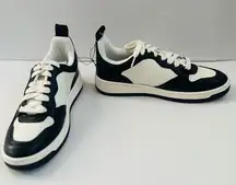 Black and White Sneakers with Chunky Retro Silhouette
