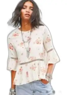 Denim & Supply by Ralph Lauren Peplum Top with Floral Print Size Medium