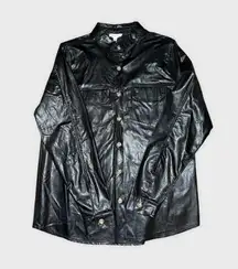 Aaron & Amber faux leather button down shirt. Medium. NWT