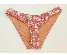 J. Crew Floral Swim Bikini Bottom Mauve Pink Tan Cream Size M NEW