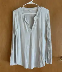 Lake Pajama Top Women Small Stripe Henley Modal Blend Long‎ Sleeve Shirt