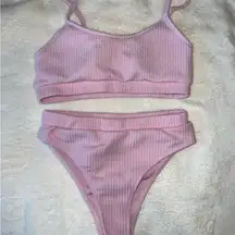 Pink Textured Women's Bikini Set