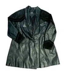 Vintage genuine leather small oversized Jacket with suede paisley‎ design