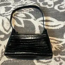 Liz Claiborne crazy horse black leather shoulder bag. Excellent condition.