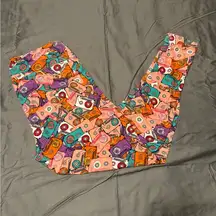 LuLaRoe Pink and Orange Cassette Tape Leggings
