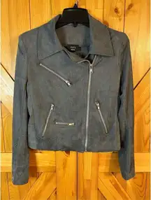 Vici Grey Soft Moto Style Jacket Size Medium Zip Up Faux Suede (0953)