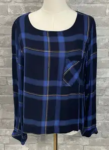 Cloth & Stone Plaid Lace Up Back Top