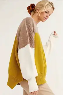 FREE PEOPLE Easy Street Colorblock Oversized Sweater, Medium