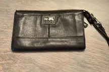 Coach Wristlet Leather Black Wallet