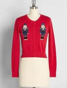 NWT ModCloth My Toy Soldier Embroidered Cardigan Christmas button down sweater s