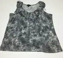 Valerie Bertinelli Womens Sleeveless Tank Top Size 1X Shirt Ruffled Gray