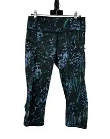 Lululemon Leggings Womens 6 Run Top Speed Crops Floral Backdrop Blue Running