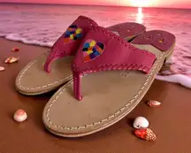 JACK ROGERS Patchwork Pink Leather Heart Sandals Size 9