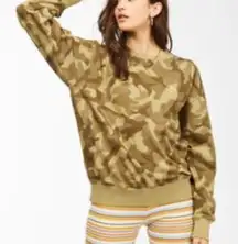 Billabong Women's Camo Crewneck Sweatshirt – Size Medium, Brown Beige Pullover