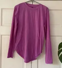 Lou & grey  Purple Cozy Long Sleeve Shirt Purple Oversized Curved Hem Athleisure