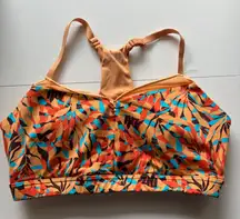 OFFLINE by Aerie Tropical Leaf Print Sports Bra Medium Support XL Orange Blue