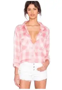 The Laundry Room Rayon Thoreau Split Back Plaid Button Up Blouse Shirt Medium