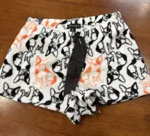 Womens Size Small French Bulldog‎ Lounge Pajama Shorts Pink Plush Sleep Soft
