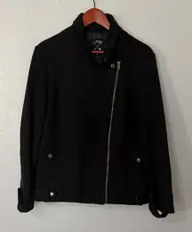 LA Hearts Black Moto Jacket Medium Asymmetrical Zip Lined Designed in California