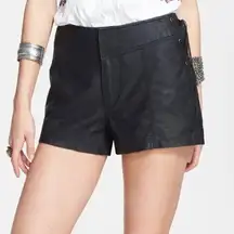 FREE PEOPLE High Rise Side Lace Up Tie Black Vegan Leather Pleather Shorts Sz 4