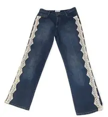 Y2k lace side trim flared jeans