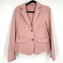 Oui Pink Stretch Knit‎ Blazer Size 8, Medium 100% Cotton Mixed Media