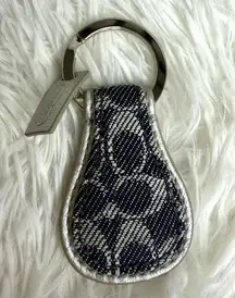 Vintage COACH y2k SIGNATURE TEAR DROP KEY RING Denim Charm