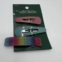 Wild Fable Glitter Acrylic Barrette and Snap Hair Clip Set - Three Pieces - NWT