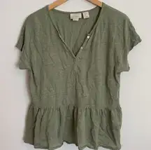 Cynthia Rowley Linen Babydoll Peplum Top