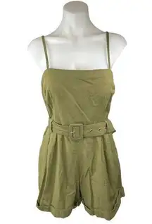 Asos Design Women's Green Sleeveless Belted Cami Camisole Romper Shorts Size 6