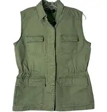 Fate Women's Sleeveless Cinch Waist Utility Vest Jacket Olive Green Size Small