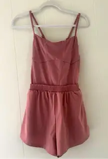 PINK Ultimate Runsie Windsor Rose Pink Stretchy Romper Athleisure Size M