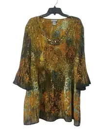 Maggie Barnes  For Catherines Pleated Chiffon Tunic Tops Womens 2X Blouse