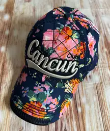 Robin Ruth Navy Blue Quilted Floral Print Club Cancun Baseball Hat